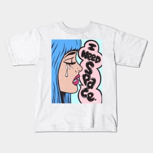 I Need Space Crying Comic Girl Kids T-Shirt